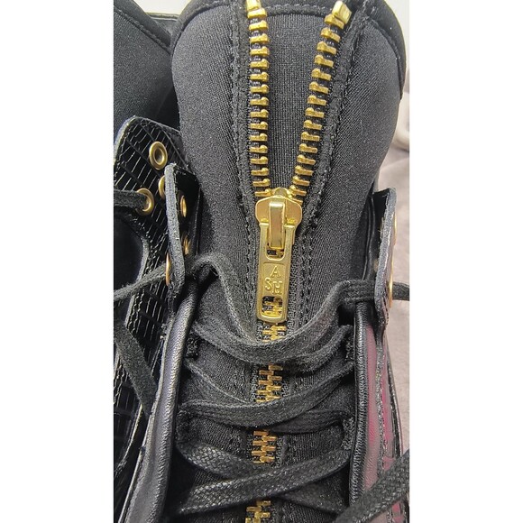 Ash Hi Top Sneaker Womens 37 Black Muse Lace Up Round Toe Crocodile Print Casual - Picture 12 of 14